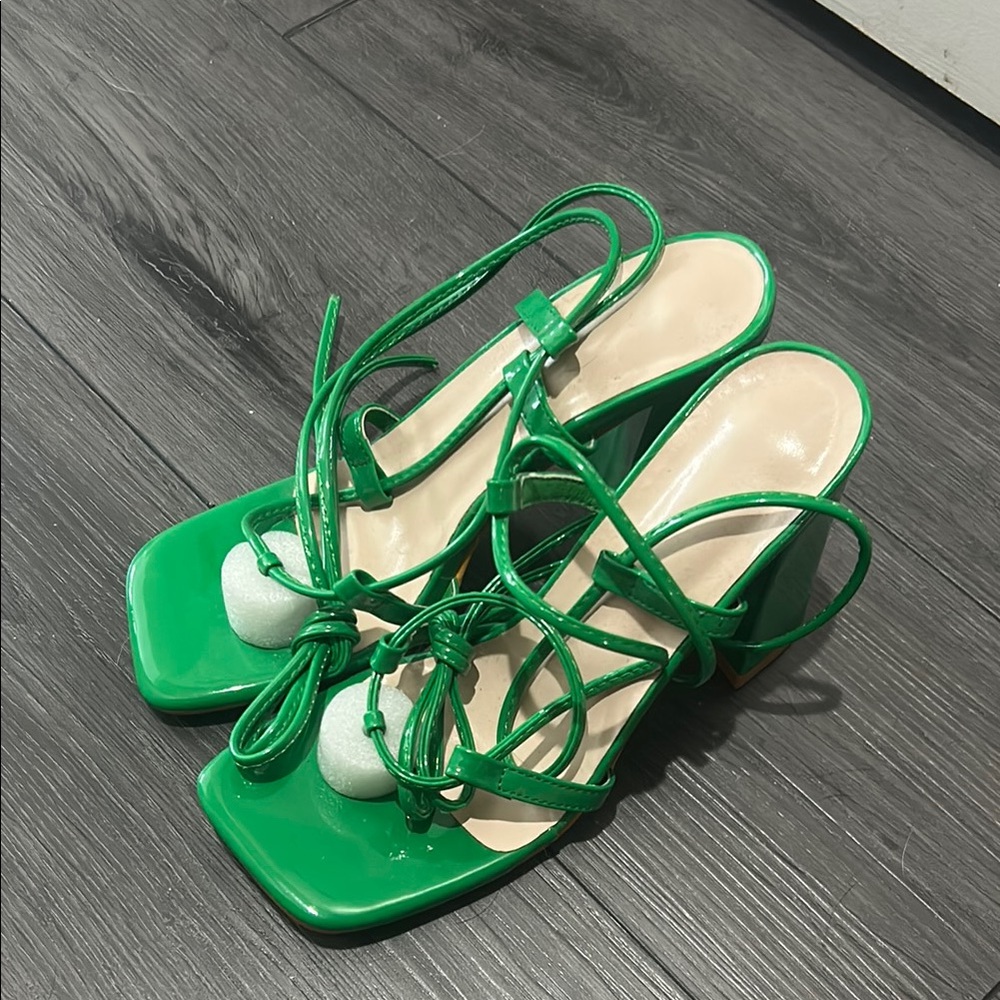 Green Strappy Women's Heels
